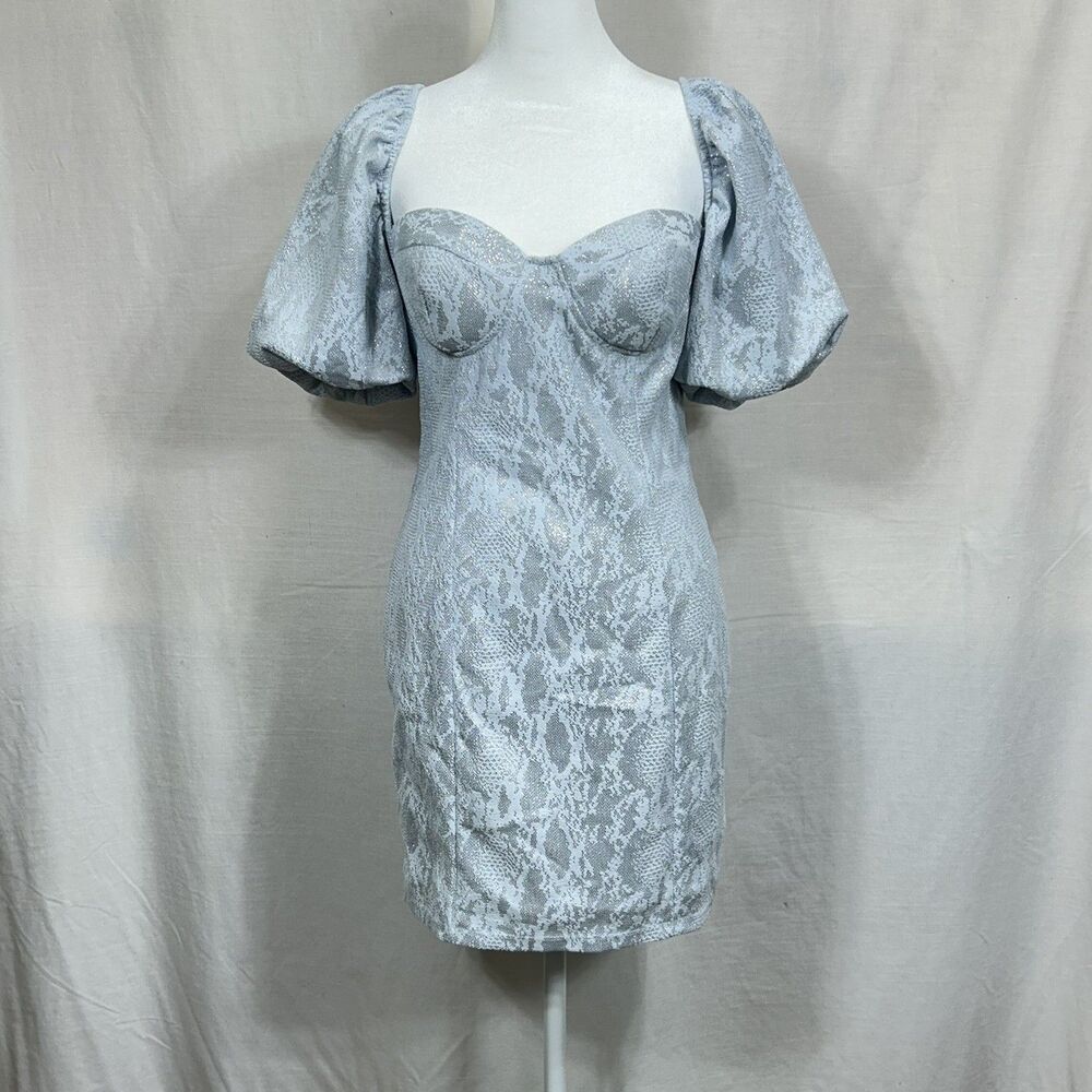 Haute Monde M Mini Dress Bustier Blue Puff Sleeve Soft Girl Feminine Romance